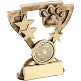 BRZ/GOLD DOG PAW MINI CUP WITH PLATE (1in CENTRE) - 3.75in